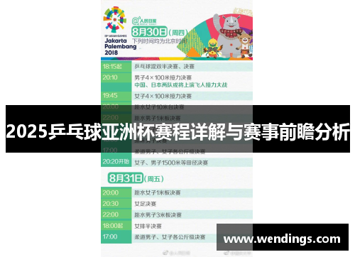 2025乒乓球亚洲杯赛程详解与赛事前瞻分析